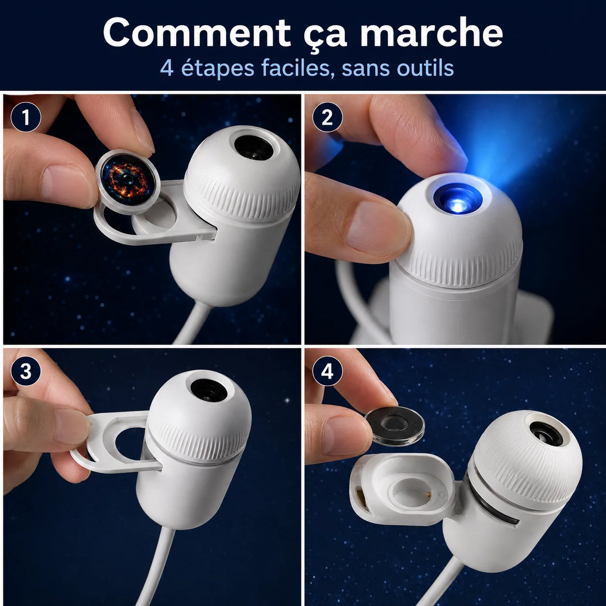 Nebulys Comet ✨ — Veilleuse Ciel Étoilé Moon & Stars